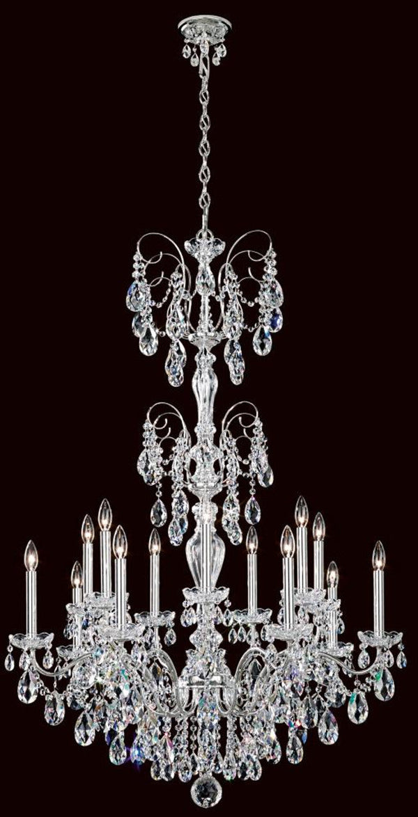 Chandelier, 14-Light, Polished Silver, Clear Swarovski Crystal, 35"W (ST1952N-40S 1810VL)