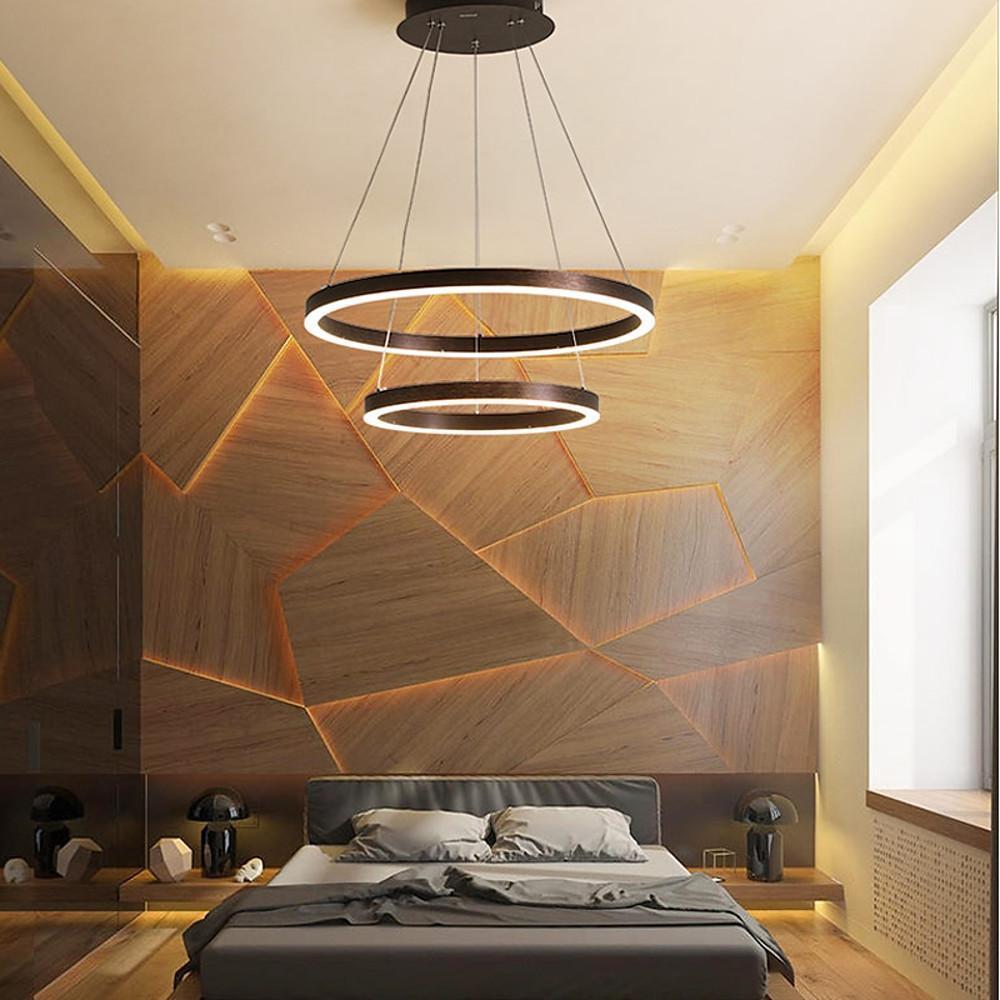 Modern LED Circular Chandelier Two-Tier Minimalist Pendant Light