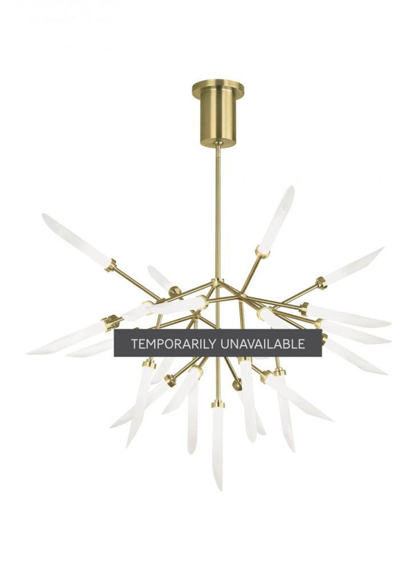 Chandelier, 25-Light, 2-Tier, LED, Aged Brass, Glass, 37.5"W (700SPRFR-LED927 70E7GVP)