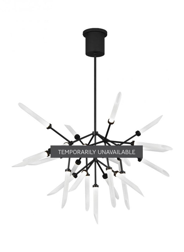 Chandelier, 25-Light, 2-Tier, LED, Matte Black, Glass, 37.5"W (700SPRFB-LED927 70PD8XM)