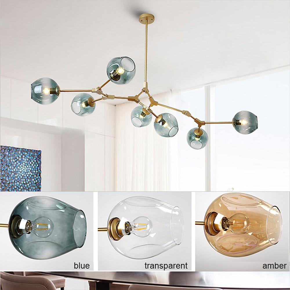 Globe Sputnik Industrial Glass Chandelier Modern Lighting with Customizable Color Shades