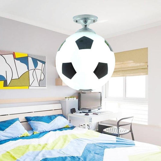 LED Football Globe Modern Novelty Flush Mount Ceiling Light for Baby Kids Bedroom