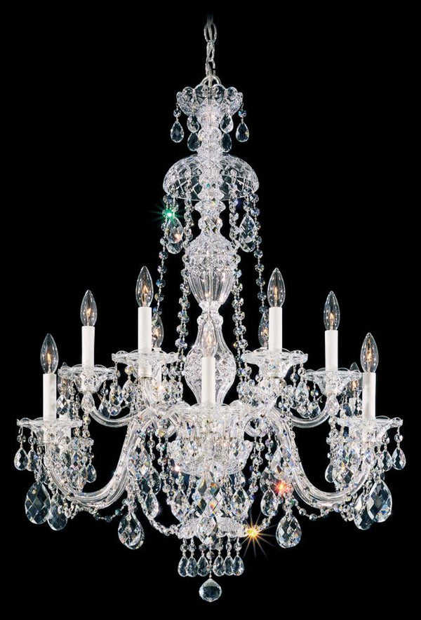 Chandelier, 12-Light, Polished Silver, Clear Heritage Crystal, 29"W (2997-40H Y9NX6)