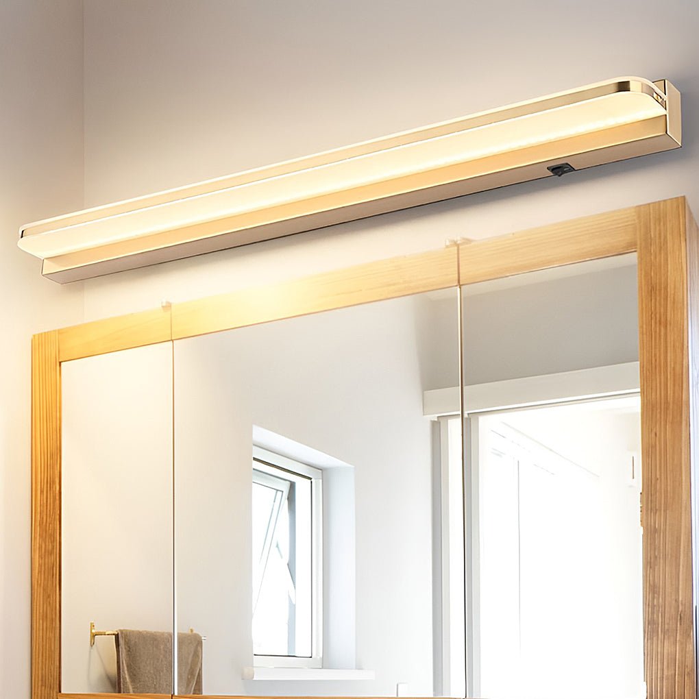 LED Bathroom Vanity Light with Wall-Mounted Panel and Polished Iron Trim