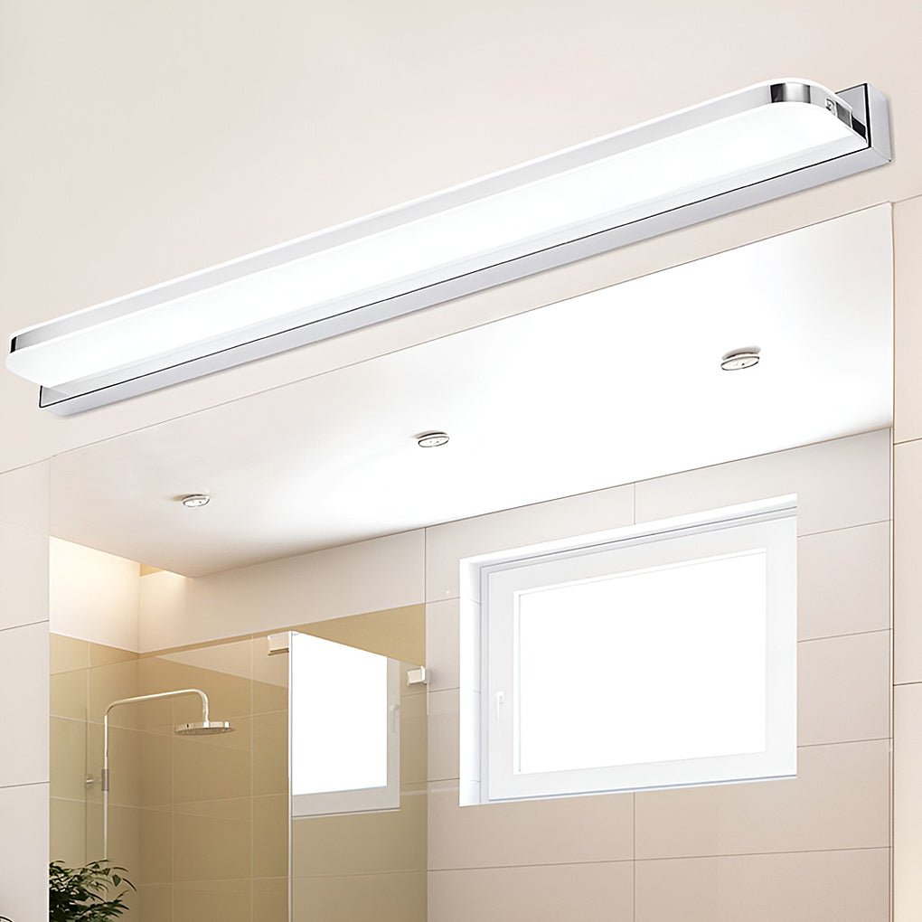 LED Bathroom Vanity Light with Wall-Mounted Panel and Polished Iron Trim