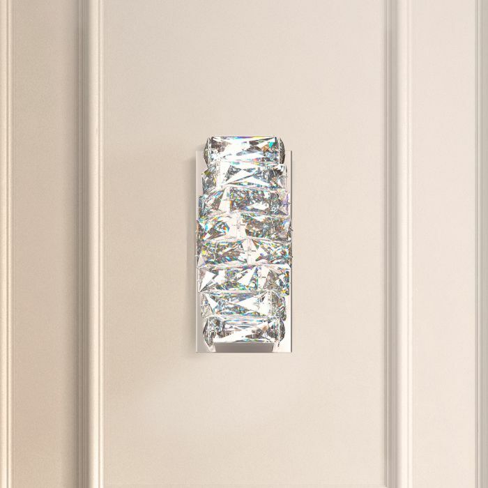 Glissando 2-Light Wall Sconce in Stainless Steel with Clear Crystals From Swarovski Crystals