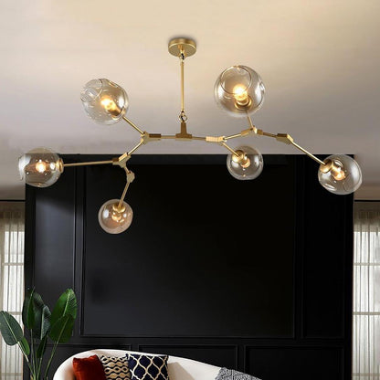 Nordic Contemporary Sputnik Chandelier for Living Room Blown Glass Chandeliers 6 Bulbs