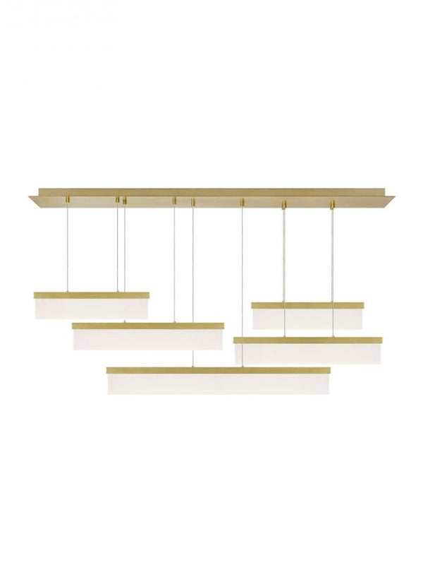 Linear Chandelier, 5-Light, 3-Tier, LED, Brass, Aged Brass, 58"L (700LSSWPR-LED930 70P9F3R)