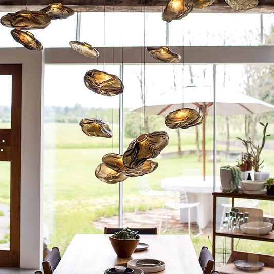 Industrial Metal Glass Bubble Pendant Light Irregular Oval Pendant Lighting