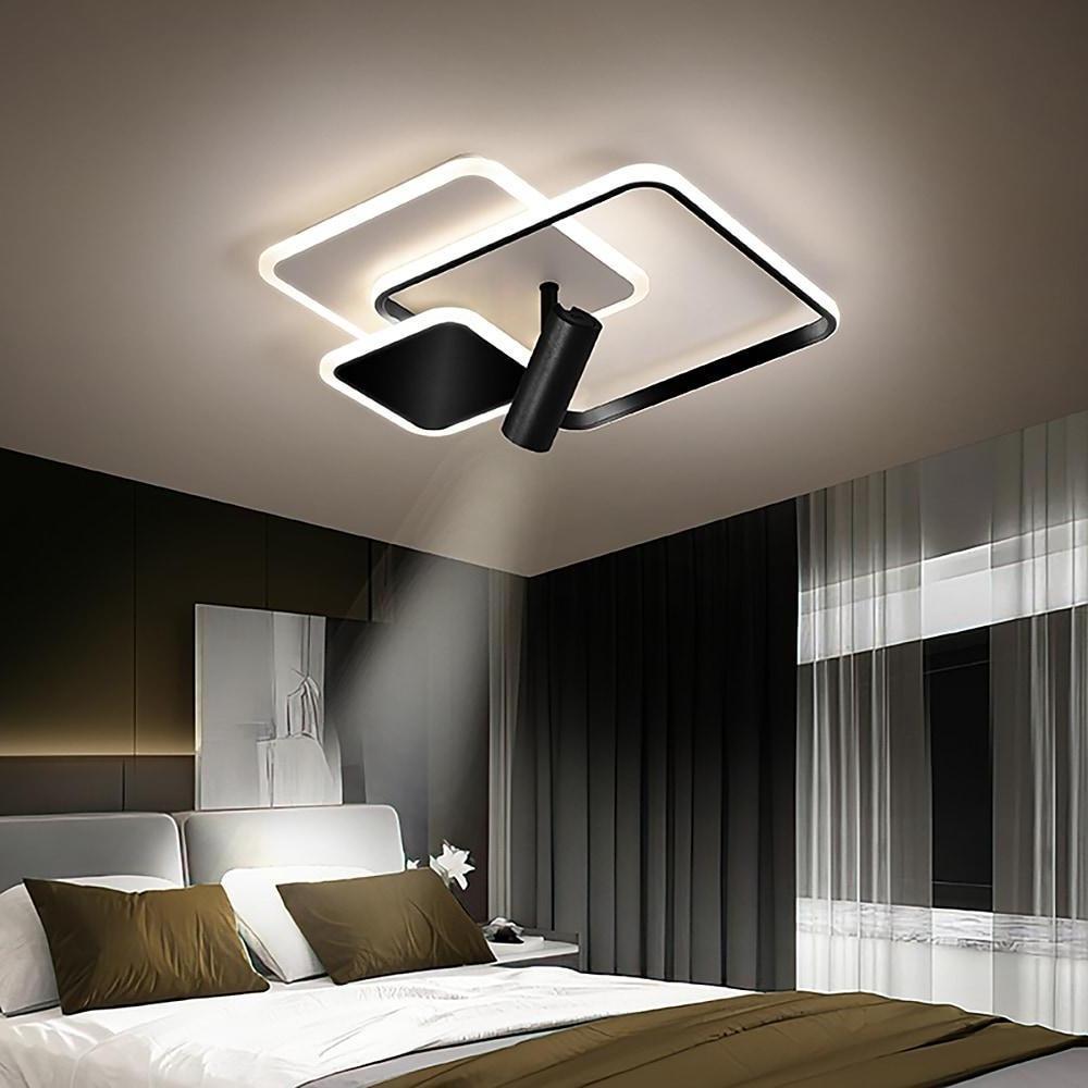 3 Square Metal LED Flush Mount Ceiling Light for Bedroom