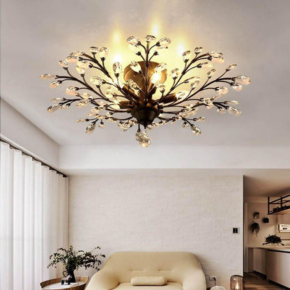 Unique Contemporary Chandeliers Crystal Flower Chandelier for Living Room