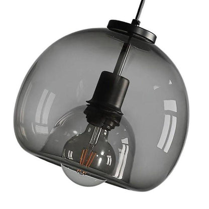 Vintage Metal Glass Pendant Light Shade Smoked Round Pendant Lighting