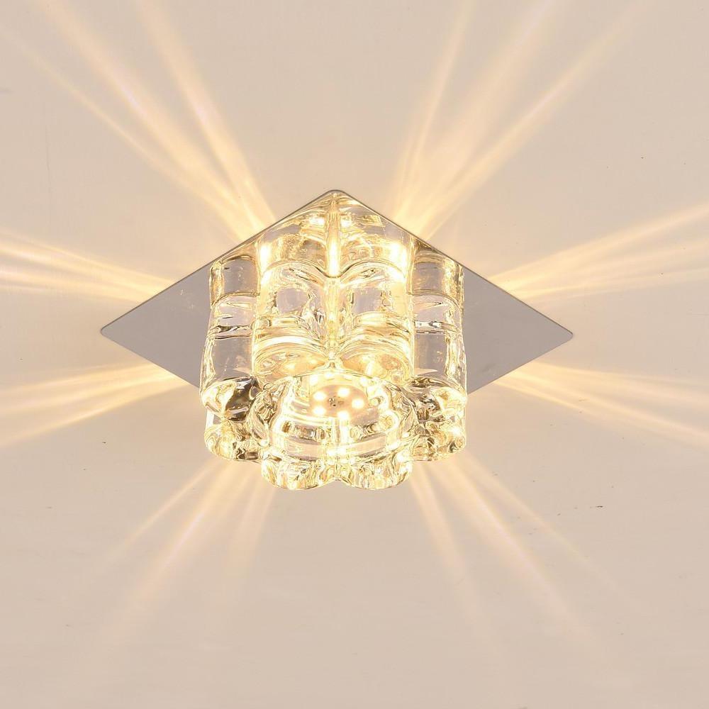 Flower Shaped Electroplated Metal Crystal LED Modern Ceiling Lights