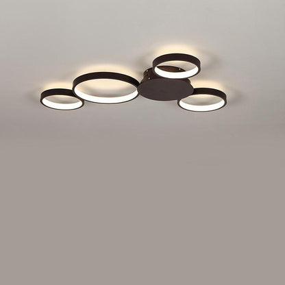 4 Circle Modern Silica Gel LED Flush Mount Ceiling Light for Living Room