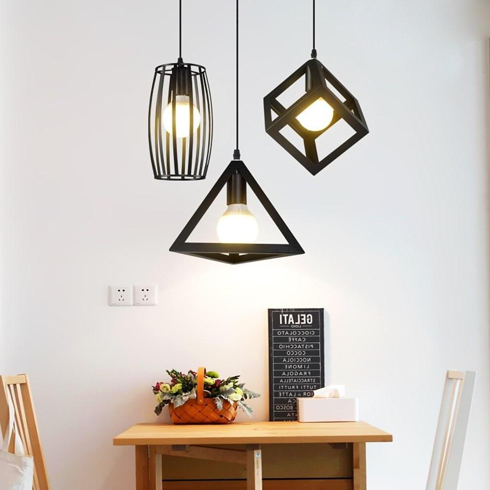 Geometric LED Adjustable Black Vintage Pendant Lighting Chandelier