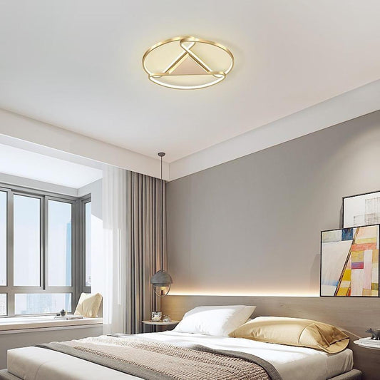 Triangles Circle Metal LED Flush Mount Ceiling Light for Bedroom