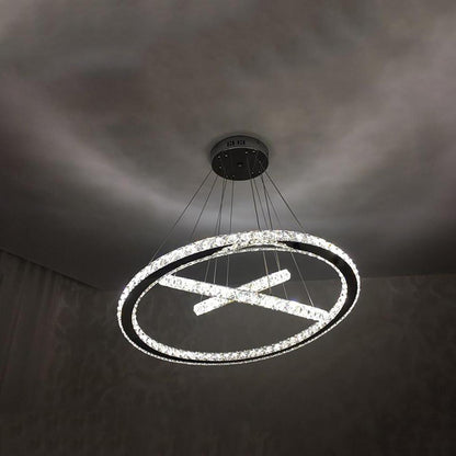 Interwoven Geometrical Circle Crystal Chandeliers for Living Room