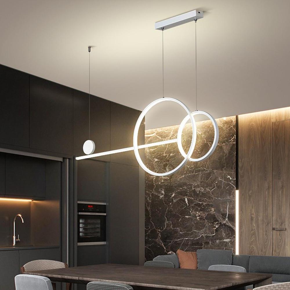 Large Small Circle With Linear Pendant Lighting Modern LED Kitchen Lighting