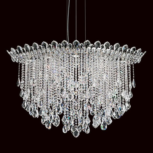 Trilliane Strands 8-Light Pendant in Stainless Steel with Clear Heritage Crystals