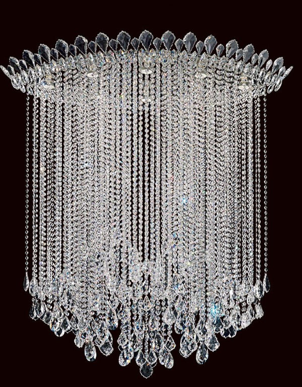 Strands Flush Mount, 8-Light, Polished Stainless Steel, Clear Heritage Crystal, 45"W (TR4803N-401H 1811RW)