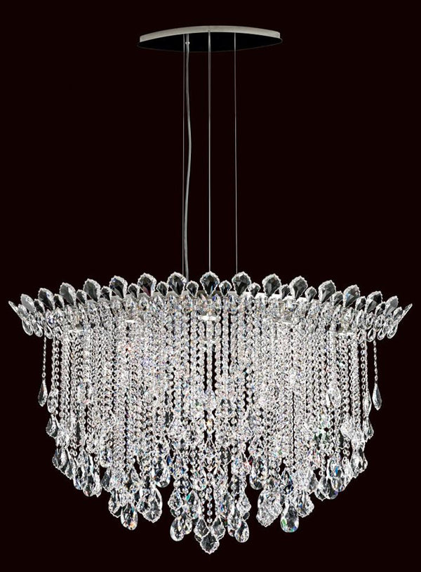 Strands Pendant, 8-Light, Polished Stainless Steel, Clear Heritage Crystal, 45"W (TR4812N-401H 1811T0)