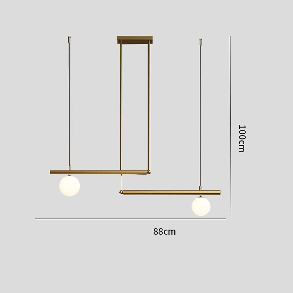 Minimalist Modern Linear Globe Pendant Lighting Copper Glass Kitchen & Dining Room Light