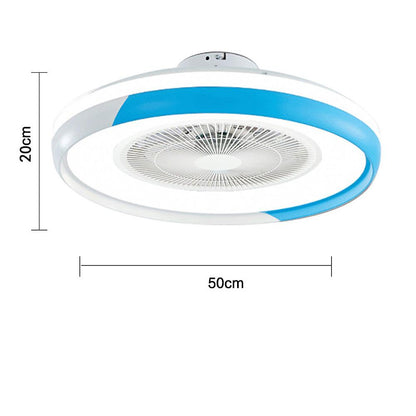 Circular Dimmable Flush Mount Bladeless Ceiling Fan with Light and Remote