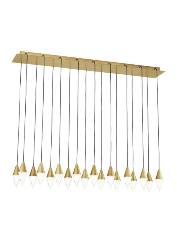 Ceiling Chandelier, 18-Light, LED, Natural Brass, 44.5"L (700TRSPTRT18TNB-LED930277 70PGDLK)