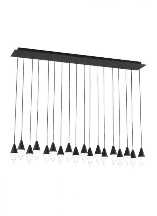 Ceiling Chandelier, 18-Light, LED, Nightshade Black, 44.5"L (700TRSPTRT18TB-LED930120 70PGDLG)