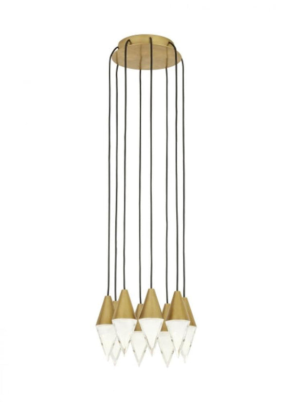 Light Chandelier, 8-Light, LED, Natural Brass, 10.3"W (700TRSPTRT8RNB-LED930 70PGEH0)