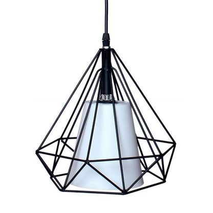 Geometrical Lantern Classic Island Pendant Lights Metal Fabric Ceiling Light