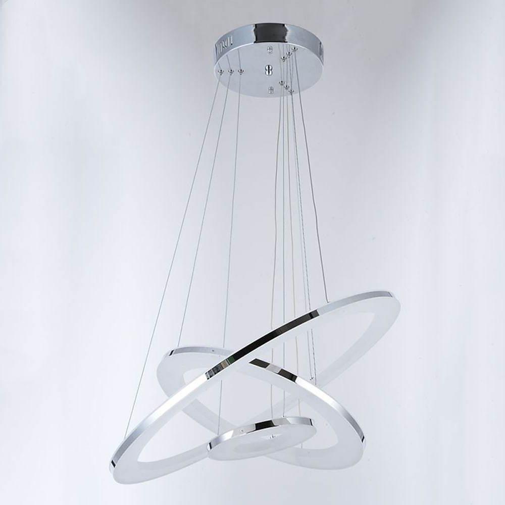 Adjustable LED 3-Ring Chandelier Modern 24" Hanging Ceiling Light