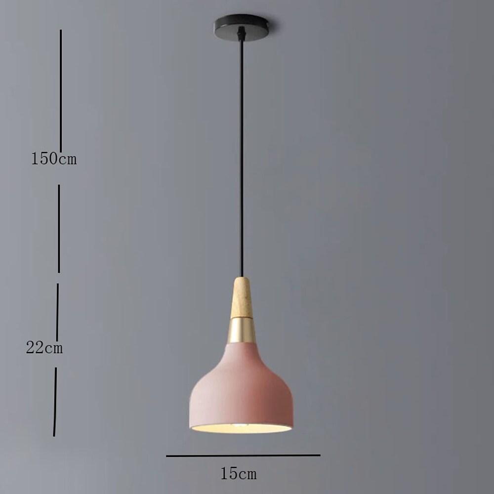 Wood Bamboo Metal LED Modern Pendant Light Hanging Lamp Island Lights