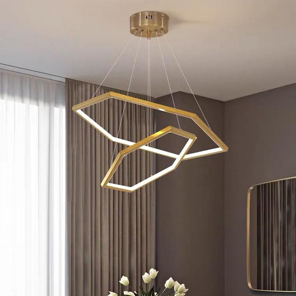 Geometric Ring Electroplated Stainless Steel LED Modern Chandelier Pendant Light