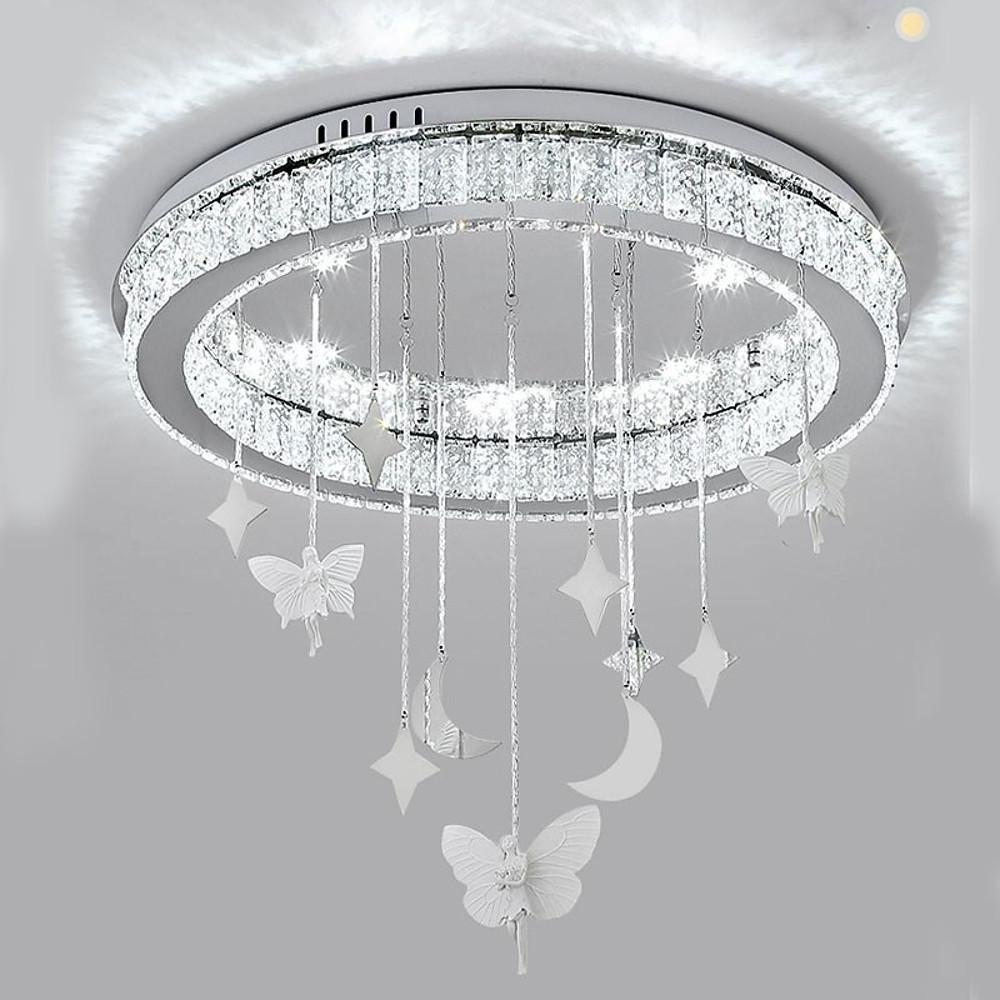 Circular Electroplated Metal Crystal LED Modern Chandeliers Flush Mount Lighting