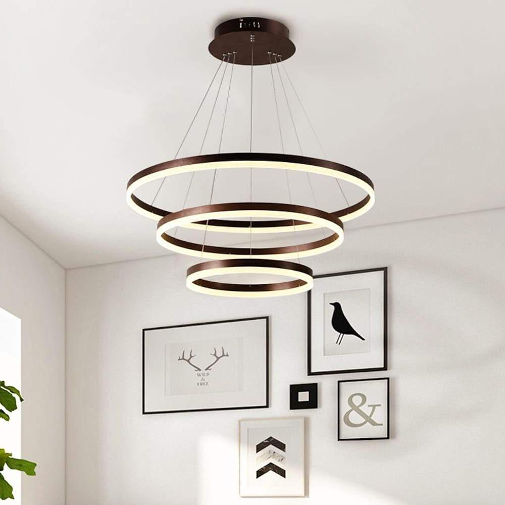 3 Circle Graduated Bedroom Pendant Lights Remote Control Pendant Lighting