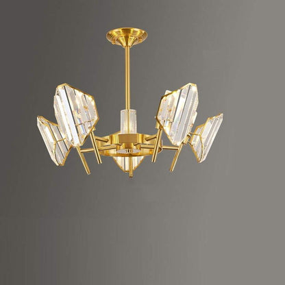 Brass Ring Frame Crystal Chandelier -  Gold Metal, Crystal Accents Pendant Lights