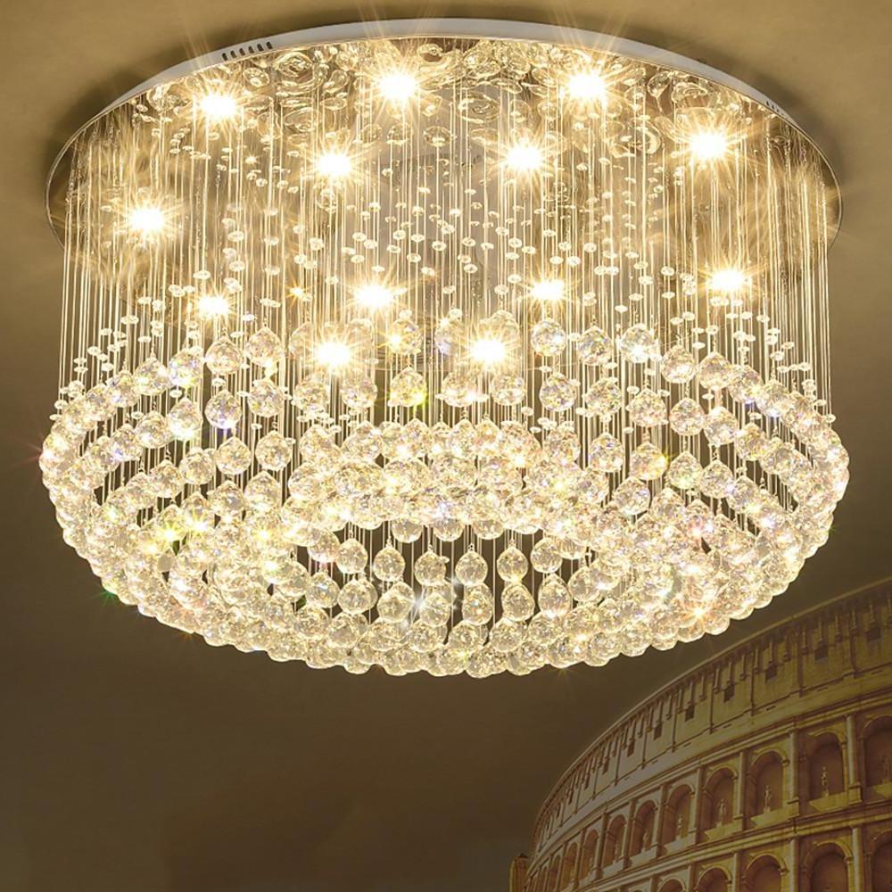 Glass-cicles Crystal LED Chandelier Drum Flush Mount Chandelier