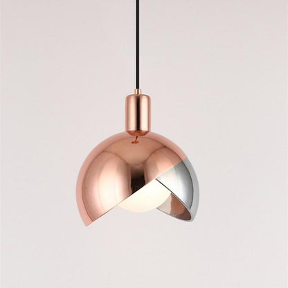 Dual-Colored Semi Globe Metal Glass Pendant Light Industrial Style Pendant Lighting for Office & Dining Room