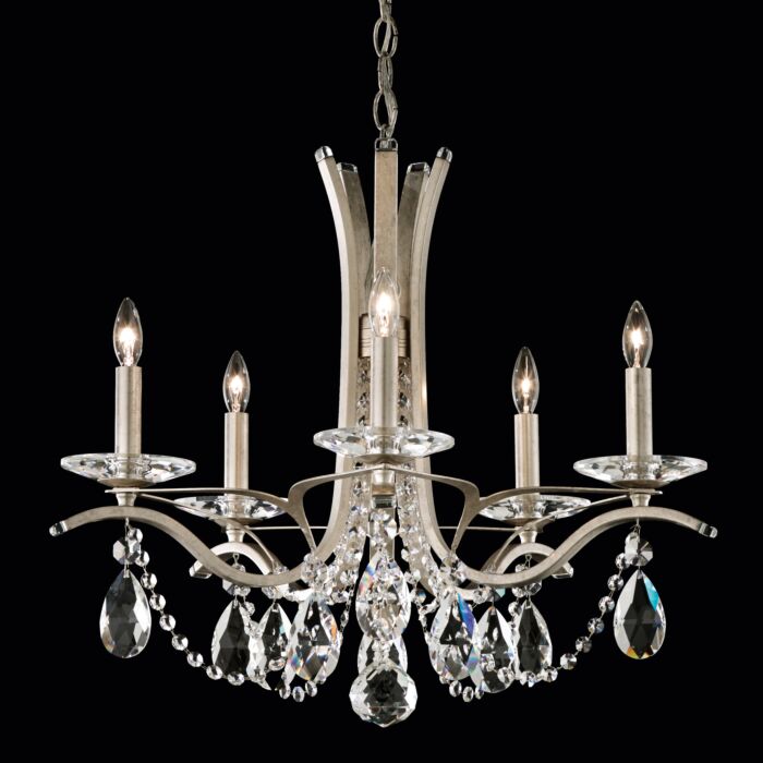 Vesca 5-Light Chandelier in Antique Silver with Clear Heritage Crystals