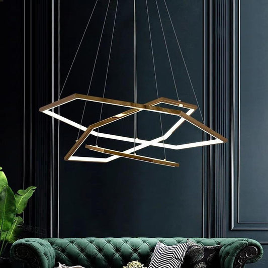 Geometric Ring Electroplated Stainless Steel LED Modern Chandelier Pendant Light