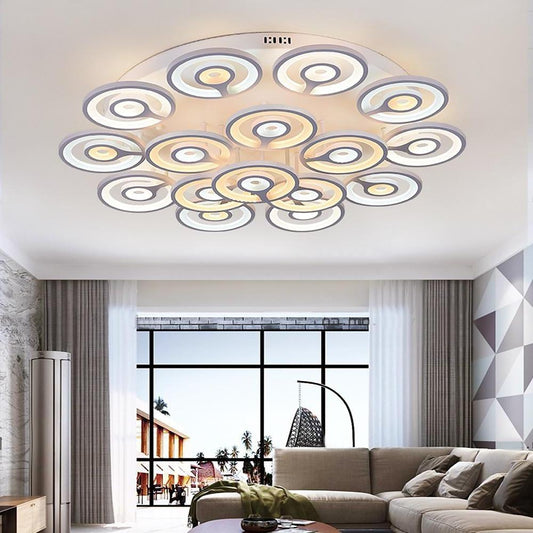 Round Flower Shaped LED Modern Flush Mount Lighting Ceiling Lights Hanging Light