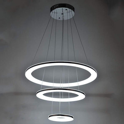 Adjustable LED 3-Ring Chandelier Modern 24" Hanging Ceiling Light