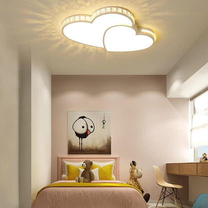 Two Heart Shaped Flush Mount Ceiling Light Dimmable Lamp 1 Bulb