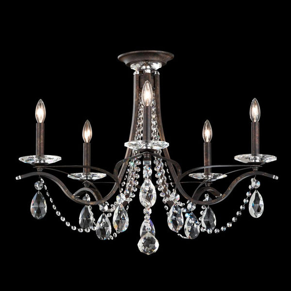 5-Light 110V Close to Ceiling in Ferro Black with Clear Heritage Crystal, Schonbek 1870 VA8312N-59H 1HZWGD