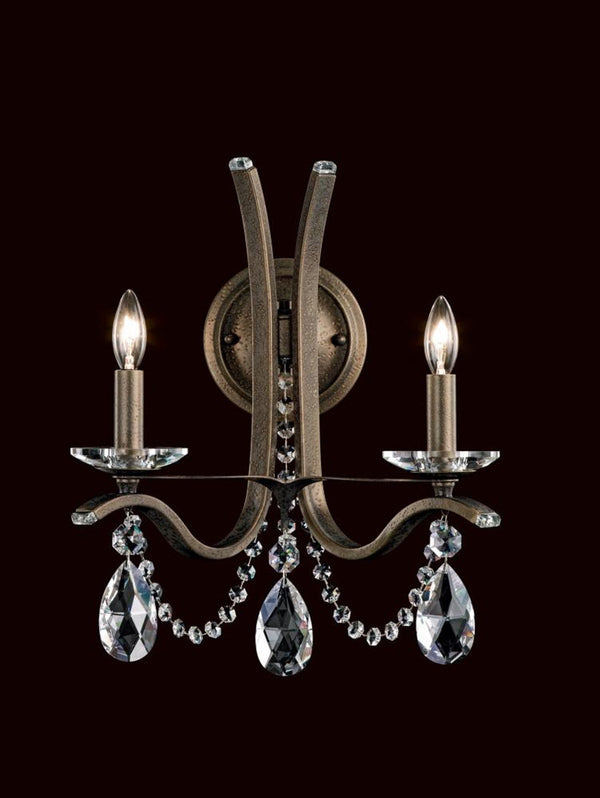 Wall Sconce, 2-Light, Antique Silver, Clear Heritage Crystal, 16"H (VA8332N-48H 1HPKM2)