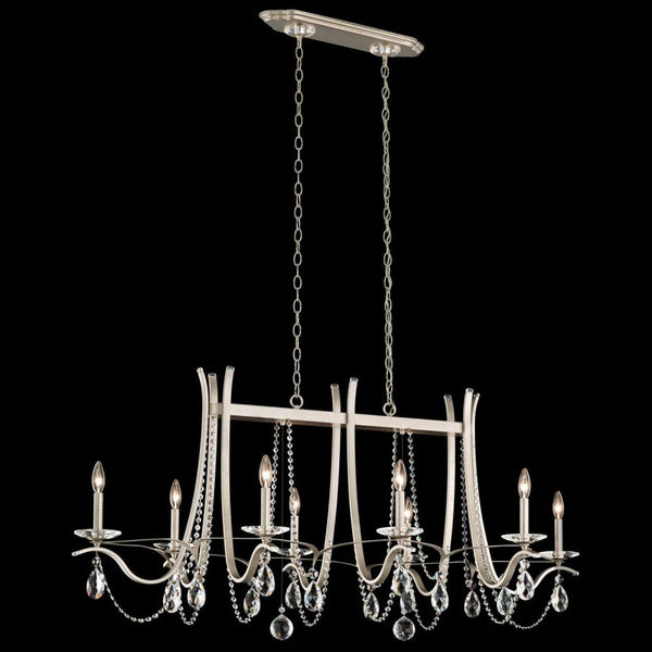 Linear Chandelier, 8-Light, Antique Silver, Clear Heritage Crystal, 58"W (VA8436N-48H 1J5UXU)