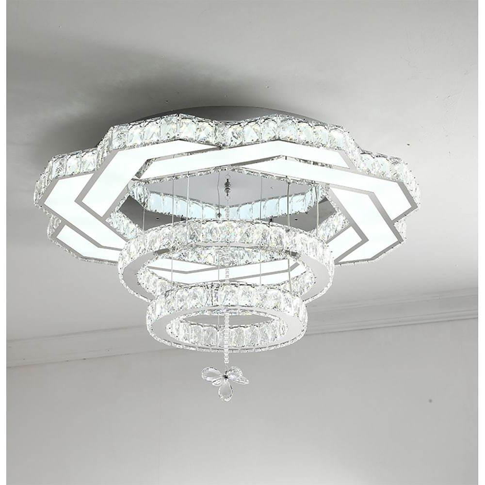 Ambient Crystal LED Flush Mount Light - 20''/24''/31'', Gold or Silver