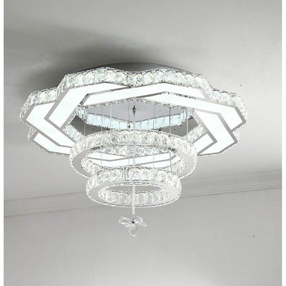 Ambient Crystal LED Flush Mount Light - 20''/24''/31'', Gold or Silver