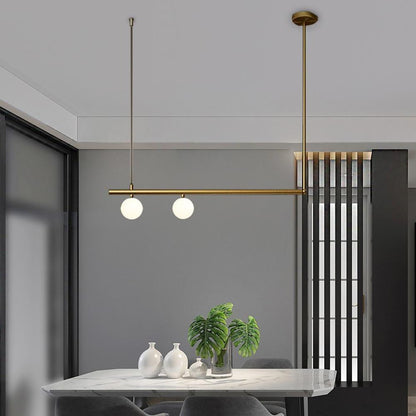 Minimalist Modern Linear Globe Pendant Lighting Copper Glass Kitchen & Dining Room Light